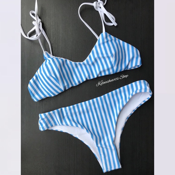 Shoulder Tie Stripe Bikini - Picture 4 of 4